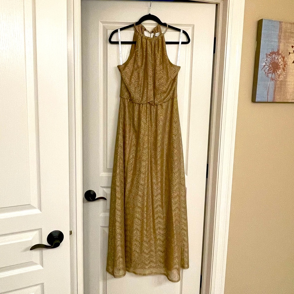 Gold halter neck gown